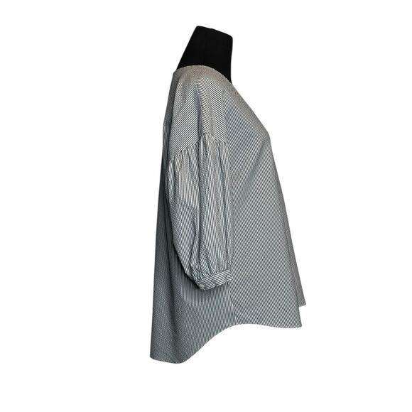 Moussy gray white striped 3/4 sleeves blouse size Free Size - Picture 7 of 16